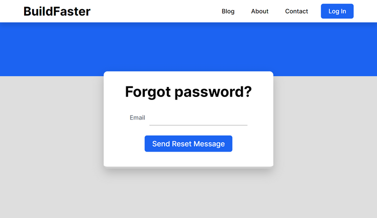 Lightning Blue forgot password page